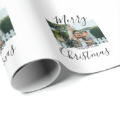 メリークリスマスの家族の写真モダン素朴エレガント ラッピングペーパー (ロールコーナー)