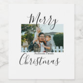 メリークリスマスの家族の写真モダン素朴エレガント ワインラベル (シングルラベル)