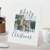 メリークリスマスの家族の写真モダン素朴エレガント 台座サイン (インサイチュ)