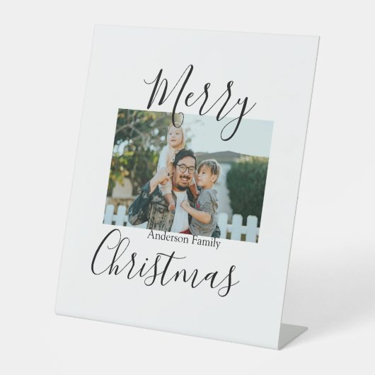 メリークリスマスの家族の写真モダン素朴エレガント 台座サイン (正面)