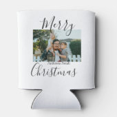 メリークリスマスの家族の写真モダン素朴エレガント 缶クーラー (裏面)