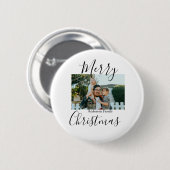 メリークリスマスの家族の写真モダン素朴エレガント 缶バッジ (正面&裏面)