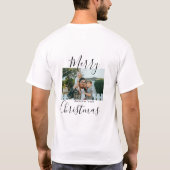 メリークリスマスの家族の写真モダン素朴エレガント Tシャツ (裏面)