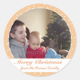 メリークリスマスの家族写真のサンディの円のステッカー ラウンドシール
