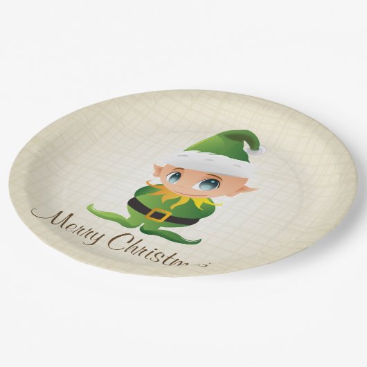 メリークリスマスの小妖精や小人の休日の紙皿 ペーパープレート (アングル)