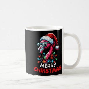 メリークリスマスの帽子サンタフラミンゴクリスマスライト コーヒーマグカップ