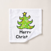 メリークリスマスの幻想的なツリーデザイン バスタオルセット (ウォッシュタオル)