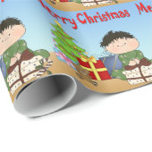 メリークリスマスの幼児の男の子の包装紙 ラッピングペーパー (ロールコーナー)