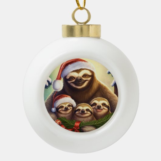 メリークリスマスの怠け者 セラミックボールオーナメント (正面)