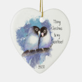 メリークリスマスの恋人の鳥 セラミックオーナメント (右)