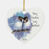 メリークリスマスの恋人の鳥 セラミックオーナメント (裏面)