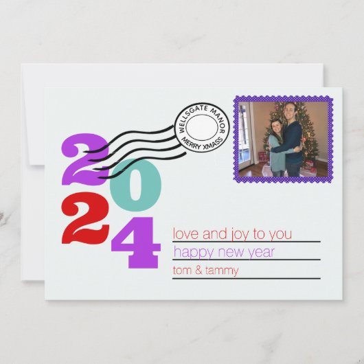 メリークリスマスの愛と喜びあなたフォトホリデー シーズンカード (正面)