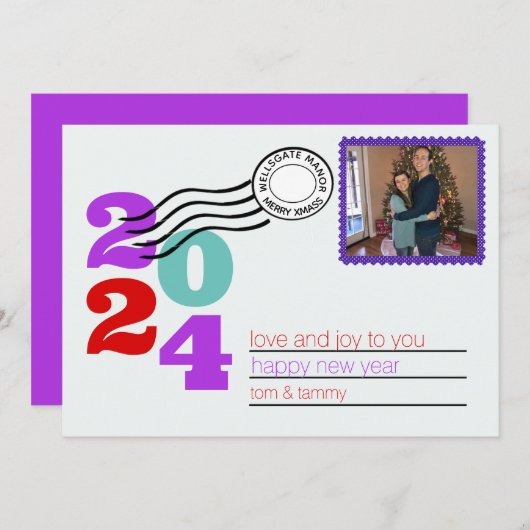 メリークリスマスの愛と喜びあなたフォトホリデー シーズンカード (正面/裏面)