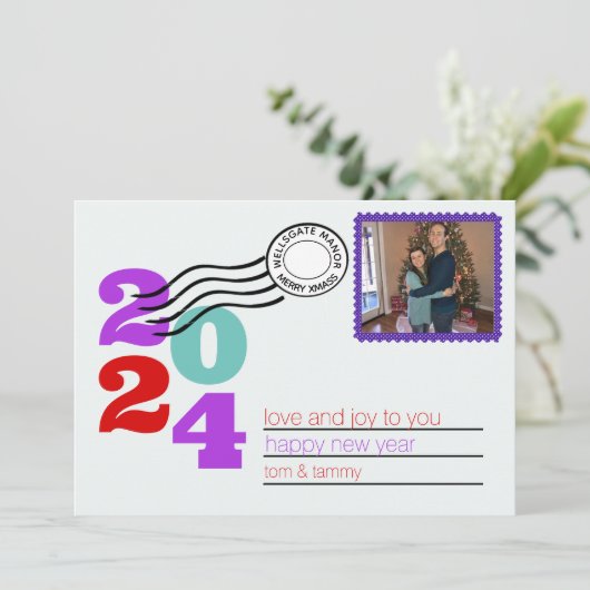 メリークリスマスの愛と喜びあなたフォトホリデー シーズンカード (スタンド正面)