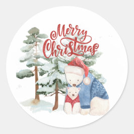 メリークリスマスの愛らしいホリデーデザイン ラウンドシール