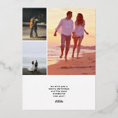 メリークリスマスの手の書写真コラージュ金ゴールド 箔シーズンカード (裏面)