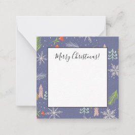 メリークリスマスの手描き木雪片の花 ノートカード