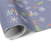 メリークリスマスの手描き木雪片の花 ラッピングペーパー (ロールコーナー)