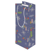 メリークリスマスの手描き木雪片の花 ワインギフトバッグ (裏面アングル)