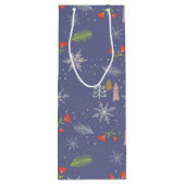 メリークリスマスの手描き木雪片の花 ワインギフトバッグ (裏面)