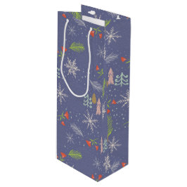 メリークリスマスの手描き木雪片の花 ワインギフトバッグ