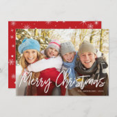 メリークリスマスの手書きの白い原稿の写真 シーズンカード (正面/裏面)