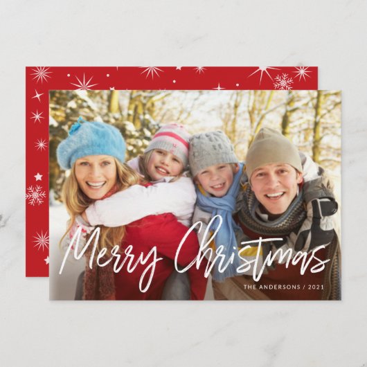 メリークリスマスの手書きの白い原稿の写真 シーズンカード (正面/裏面)