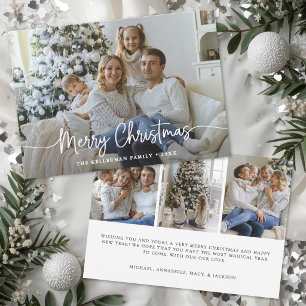 メリークリスマスの手書きスクリプトのエレガントな写真 シーズンカード