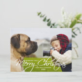 メリークリスマスの手書き文字写真 シーズンカード (スタンド正面)