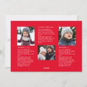 メリークリスマスの手書き風フォントの家族ニュースレター(赤色) シーズンカード (裏面)