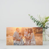 メリークリスマスの手書付き休日の写真 シーズンカード (スタンド正面)