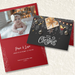 メリークリスマスの折り畳み写真 カード