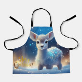 メリークリスマスの挨拶でトナカイ エプロン (正面)