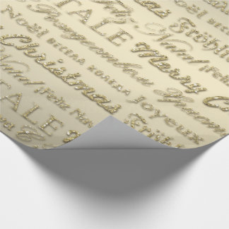 メリークリスマスの挨拶数々の – 言語金ゴールド ラッピングペーパー