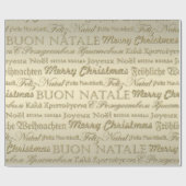 メリークリスマスの挨拶数々の – 言語金ゴールド ラッピングペーパー (フラット)