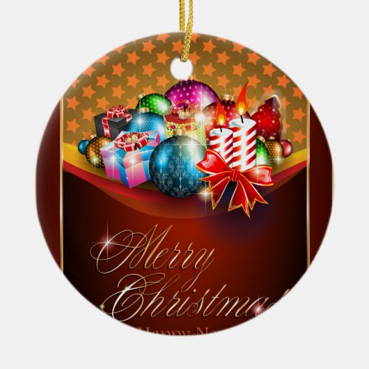 メリークリスマスの挨拶状 セラミックオーナメント (正面)