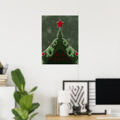 メリークリスマスの挨拶 - フラクタルツリーと星 ポスター (ホームオフィス)