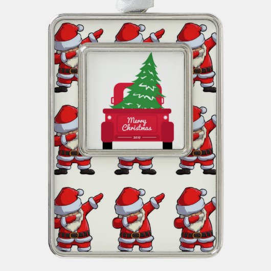 メリークリスマスの敬礼 シルバープレートフレームオーナメント (正面)