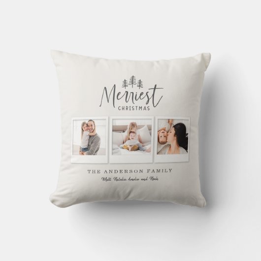 メリークリスマスの数々のな写真の休日のティール(緑がかった色) クッション (正面)