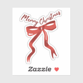 メリークリスマスの文字が入った赤いクリスマスリボン シール