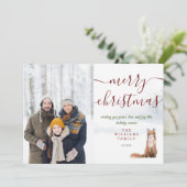 メリークリスマスの文字入り 冬の狐の写真 シーズンカード (スタンド正面)