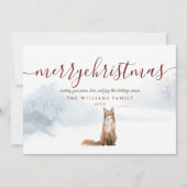 メリークリスマスの文字入り 冬の狐の写真 シーズンカード (正面)