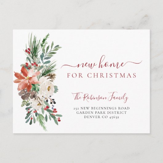 メリークリスマスの新しい家の休日を移動 案内ポストカード (正面)