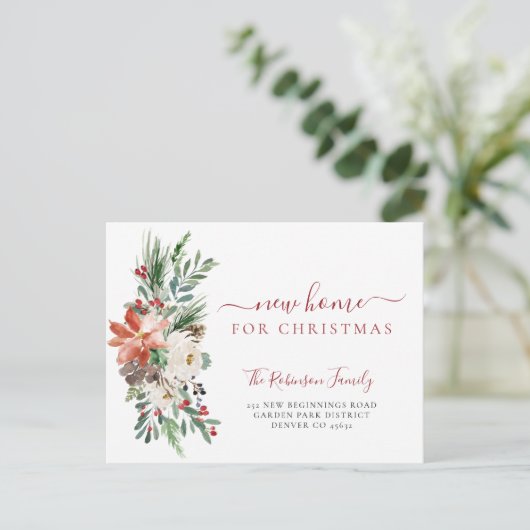 メリークリスマスの新しい家の休日を移動 案内ポストカード (スタンド正面)