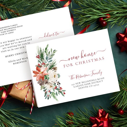 メリークリスマスの新しい家の休日を移動 案内ポストカード