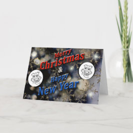 メリークリスマスの新年の銀、写真付き シーズンカード