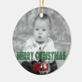 メリークリスマスの日付がついた写真 セラミックオーナメント (左)