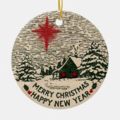 メリークリスマスの明けましておめでとうの1911年のクリスマスのシール セラミックオーナメント (正面)