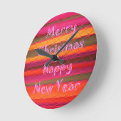 メリークリスマスの明けましておめでとう色のデザイン ラウンド壁時計 (傾斜)