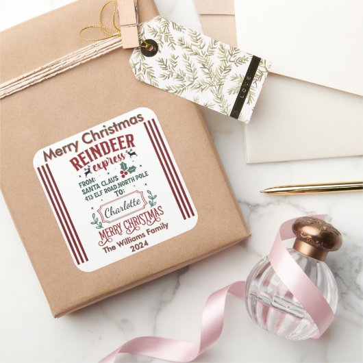 メリークリスマスの明るいステッカー スクエアシール (ギフト)